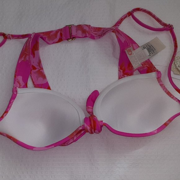 Hot Pink Rose Push Up Bikini Top - XS - Picture 4 of 4